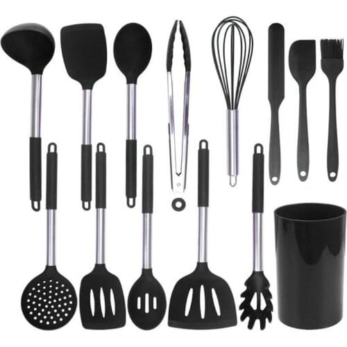 14pcs/set Non Stick Silicone Kitchen Cooking Utensils Spatula Spoon Egg Beater Cookware Kitchenware