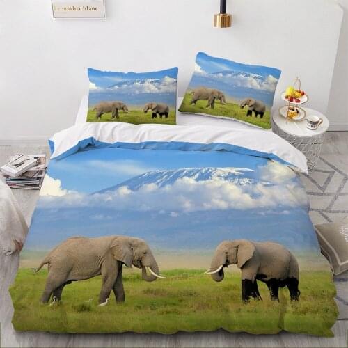 Bedding Sets 3D Custom Duvet Quilt Cover Set Comforter Bed Linen Pillowcase King Queen Full Animal Elephant 265x230cm Size