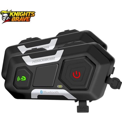 HEROBIKER 2 Sets 1200M BT Motorcycle Helmet Intercom Waterproof Wireless Bluetooth Moto Headset Interphone FM Radio For 3 Rides
