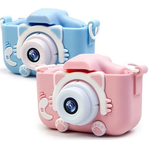 HD 1080P Kids Digital Camera 20MP Children Camera with USB Charger Built-In Game Camera Shockproof Silicone Protection Cover#R30