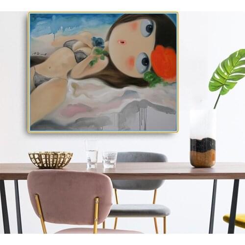 Citon Sexy beautiful girl Chinese style Canvas Modern Art Oil Painting Famous Artwork Poster Picture Wall Decor Home Decoration