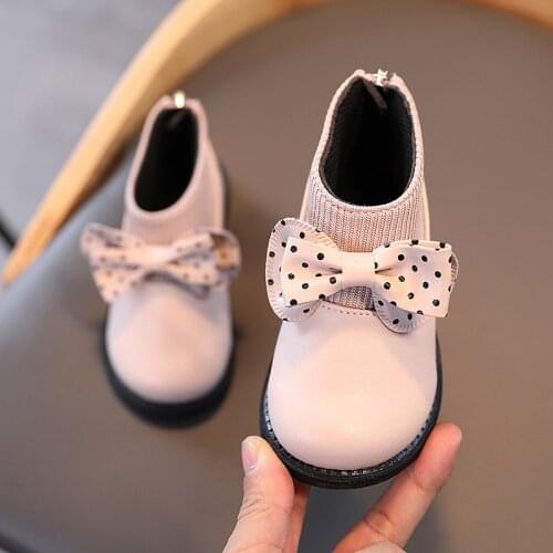 Baby Boots Winter Girls Kids Shoes For Fashion Socks Dot Bow Child Girls Autumn Ankle Boots Children 2020 1 2 3 4 5 6 Years Old