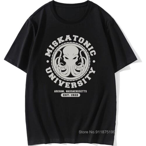Miskatonic University Mens T Shirt Necronomicon Call Of Cthulhu Cthulu Lovecraft Novelty T-Shirt Cotton Big Size