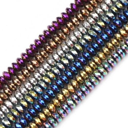 JHNBY Faceted Flat Round Hematite 6x3mm 100pcs Natural Stone ore Loose beads ball for Jewelry bracelets Making DIY Accessories