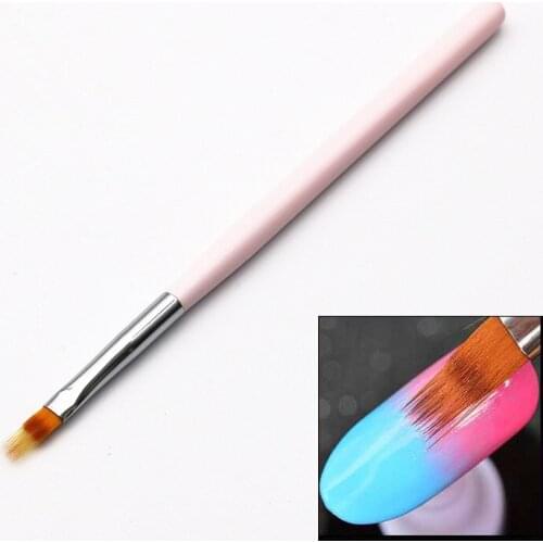 1Pc Gradient UV Gel Pen Drawing Painting Soft Brushes Pink Wood Handle Manicure for Nail Art Pen Transfer Manicure Tool T0456