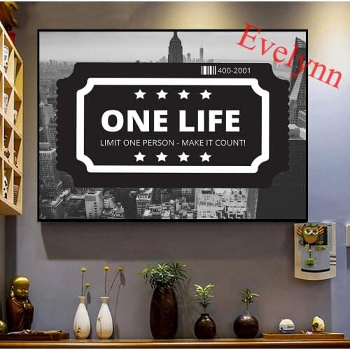 One Life Inspirational Motivational Quotes Poster Print Modern Canvas Money Wall Art Painting Pictures Office Home Decor Frame