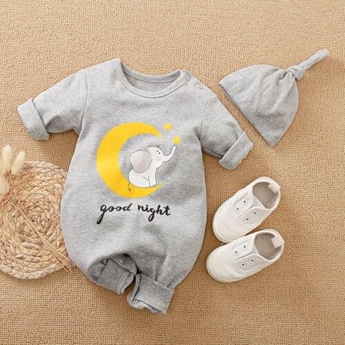 For newborn baby Baby Clothes Newborn Infant Baby Girls Boys Cartoon Letter Romper Jumpsuit +Hat Outfits для новорожденных