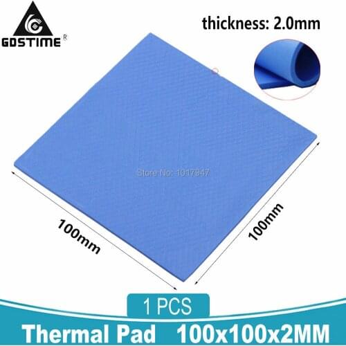 1Pieces Blue 100x100x2mm Computer PC GPU SMD DIP IC Silicone Compound Conductive Thermal Pad 2MM