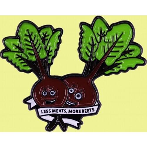 Root vegetable Beet Cartoon enamel Pin Just Beet It Brooch less meats more meets Badge