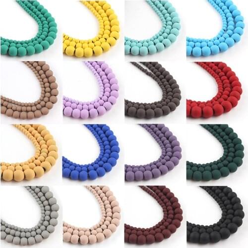 4/6/8mm Natural Matte Dark Green Blue Hematite Stone Rubber Round Spacer Beads for DIY Bracelet Accessories Jewellery Making 15"