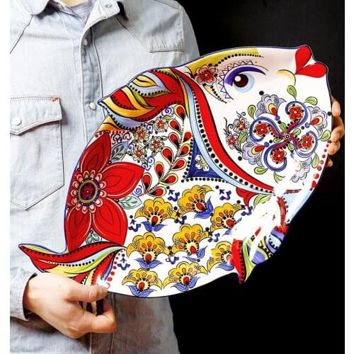 Kitchen christmas wedding European Fruit Plate Creative Pallet Plate Large Fish Plate Fish-shaped Ceramic Plate Home Pendulum
