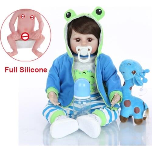 18 Inch Bebe Reborn baby Doll Full Silicone Vinyl reborn boy dolls Realistic newborn Baby girl Toy Doll For Childrens Day Gifts