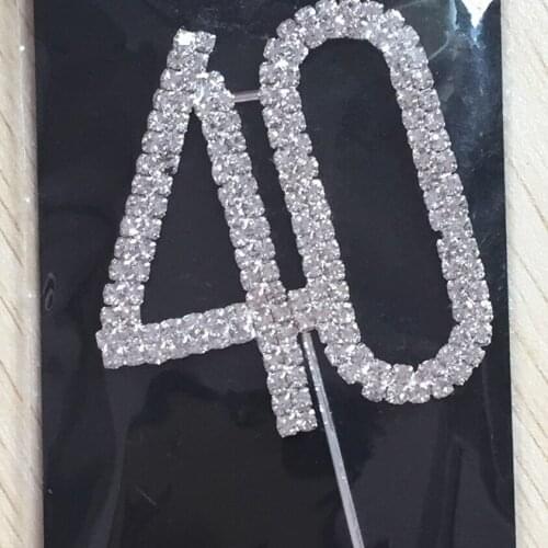 Happy age 40th Birthday Wedding Anniversary party decoration kits 1 piece Number 40 Rhinestone Crystal Cake Topper