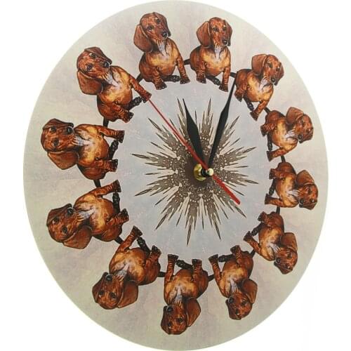 Wieners in a Circle Modern Wall Clock Puppy Pet Dachshund Wall Clock Nursery Arts Pet Shop Hanging Wall Watch Animal Lover Gift