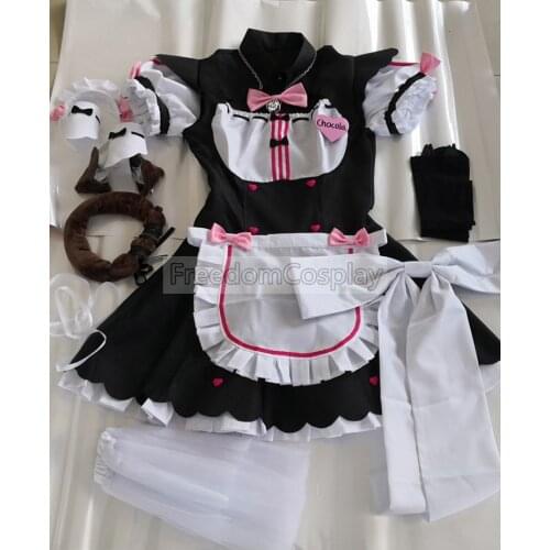Nekopara Chocola Vanilla maid Cosplay Costume dress with Petticoat