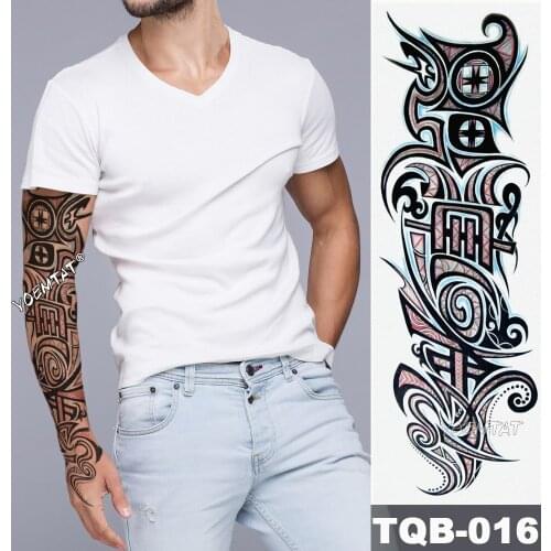New 1 Piece Temporary Tattoo Sticker traditional tribal style Tattoo with Arm Body Art Big Sleeve Large Fake Tattoo Sticker