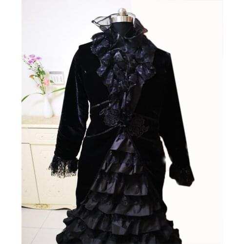 2019 New black victorian Halloween Cosplay dress Colonial Georgian Renaissance Gothic Historical dress D-349