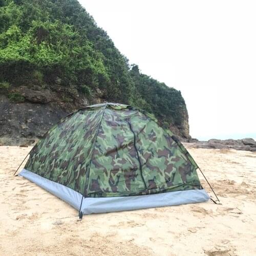 TOMSHOO Camping Tent for 2 Person Single Layer Outdoor Portable Camouflage Camping Hiking Tent Beach Tent Camping Accessories