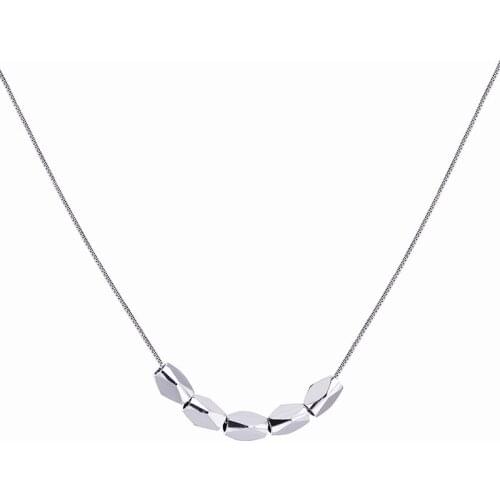 POPACC 925 Sterling Silver New Fashion Irregular Lucky Beads Pendant Necklace Clavicle Chain Necklace For Women