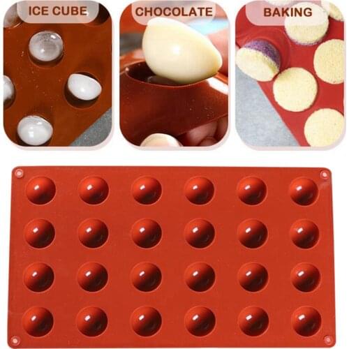 24Hole Rectangle Chocolate Mold Muffin Kitchen Tool Cake Cookhalf Ball Sphere Silicone Cake Mold Muffin Cookie Baking Mould Pan