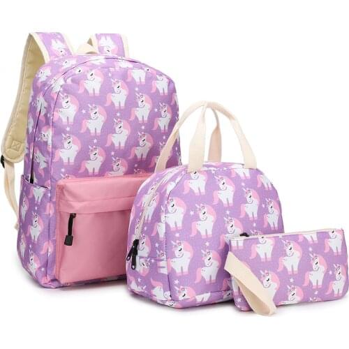 Fashion Children School Bags Large Capacity Girls Backpack Unicorn School Bag Laptop Backpacks Student Kids Backpacks 3 Pcs/Set
