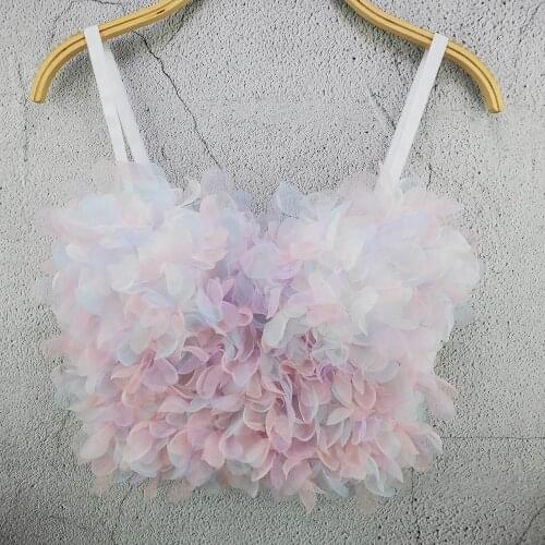 Sexy 3D Floral Corselets Womens Bachelorette Bustier Bra Cropped Top Wedding Bralette Vest Tank tops