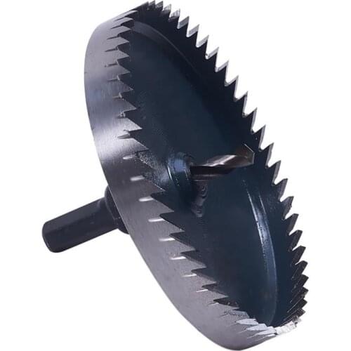 Silver 100mm Dia HSS Hole Saw Cutter Drill Bit Triangular Handle Opener 70mm Length Stainless Steel High Speed Steel Drill Bits