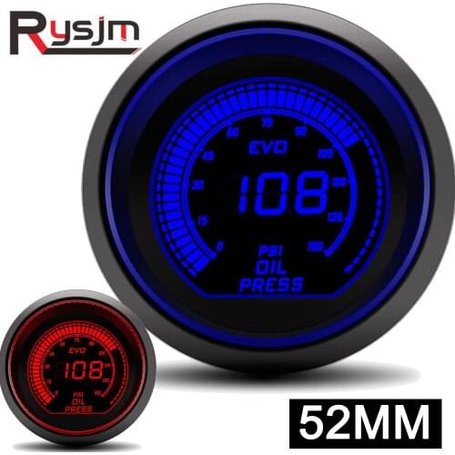 Universal Digital 2" 52MM Auto Racing Oil Pressure Gauge 0-150 PSI Oil press gauge Blue Red led with sensor Car Meter 1/8NPT
