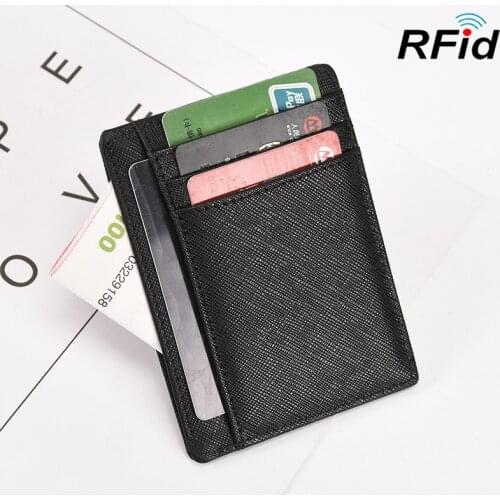 RFID Cow Leather Sweet Fashion Candy Color Business Card Holder Womens Safiano Cross Pattern Wide Plus Size id card Case Wallet