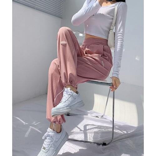High Quality Womens Slacks Summer Pants Ankle-Length Black Wide Leg Pants Fashionable Casual Loose Women High Waisted Trousers