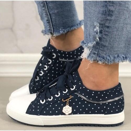 TELOTUNY Womens sneakers 2021 Womens Fashion Dot Floral Pattern Pendant Out Lace Up Casual Canvas Shoes Lightweight Loafers