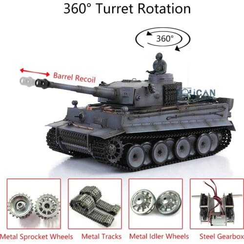 1/16 Heng Long 7.0 Tiger I RC Tank 3818 360 Turret Barrel Recoil TH17255-SMT4