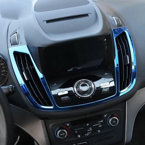 For Ford Kuga 2015-2017 1PC Stainless Steel Car Interior Navigation Control Panel air conditioner outlet Frame Cover Trim