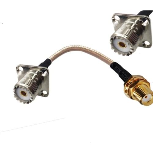 10pcs SMA Female to UHF SO239 Female 4 Hole Flange Panel Mount RF Pigtail Coax Cable RG316 10/15/20/30/50cm