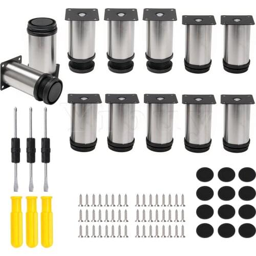 12x Stainless Steel Round Sofa Table Feet for Furniture Parts 50x100mm