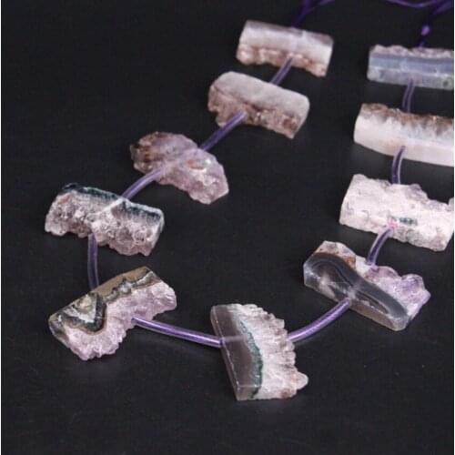 15.5"/strand Natural Amethysts Quartz Druzy Freeform Slab Nugget Beads,Roug Purple Crystal Drusy Geode Slice Pendant DIY Jewelry