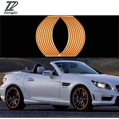ZD 16pcs14" Car Wheel Reflective Rims Tape Decals Strip Stickers For Skoda Octavia A5 A7 Fabia Yeti BMW E60 F30 X5 E53 Inifiniti