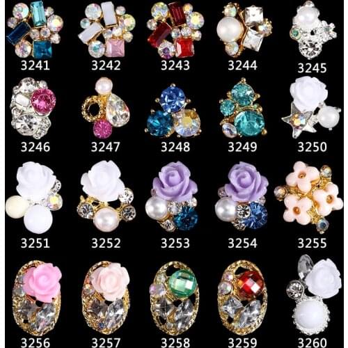 200pcs alloy 3d nail art rose flowers jewelry nails crystal rhinestones Bows/Flowers/ Roses nails Stone decorations accessories
