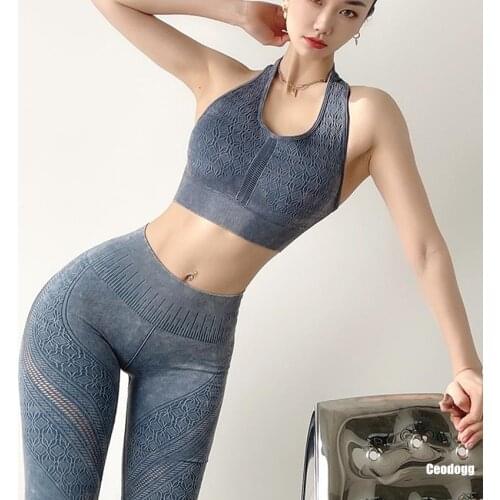 2021 Relief Yoga Suits Women Fitness Gym Clothing Sports Bra High Waist Leggings Sportswear Female Suits Push Up Yoga Sets