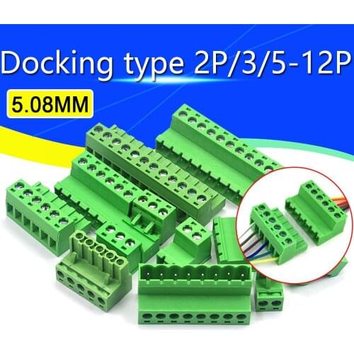 2Sets 5.08MM Pluggable Terminal Blocks Connector KF2EDGKR 5.08 Butting Style 2/3/4/5/6/7/8 Pin Screw Terminal