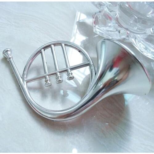 4pcs 12cm Plastic Silver Horn Musical Instruments Pendant Chrismtas Tree Hanging Ornament Decoration Crafts Lovely Instrument