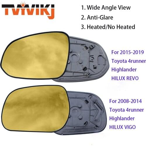 TVYVIKJ Side Rearview Mirror Golden Glass Lens For TOYOTA Highlander 4runner 2008-2019 HILUX REVO VIGO Wide Angle View anti
