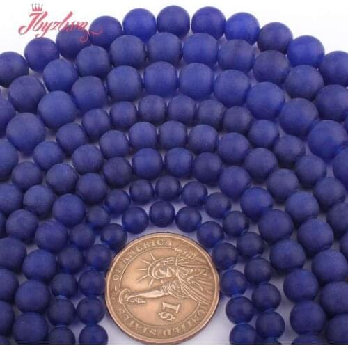 6,8,10mm Frost Round Beads Blue Jades Stone Spacer Beads for DIY Accessories Women Men Necklace Bracelet Jewelry Making 15"