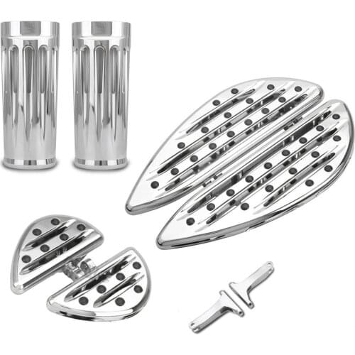 Deep edge cut Driver Passenger Foot Pegs Floorboard 2" extended Fork slider boots cover Fit For harley 1980-2020 Touring street