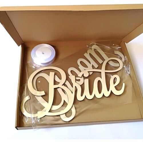 2pcs Rustic Wedding Wooden Chair Sign Bride and Groom Chair Signs Wood Signs Photo Props Wedding Decoration