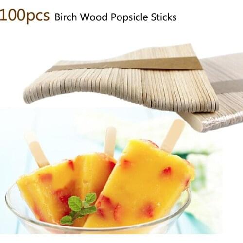 100Pcs/lot Natural Wood Popsicle Holder Wooden Popsicle Sticks Ice Cream Sticks Kids DIY Handwork Art Crafts Lolly Cake Tools