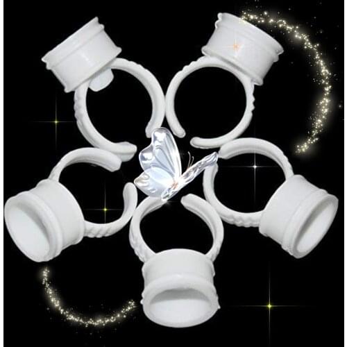 1000/500/Pcs Adhesive Glue Holder False Eyelash Tattoo Pigment Pallet Makeup Tool Nail Art Eyelash Extension Rings Adjustable