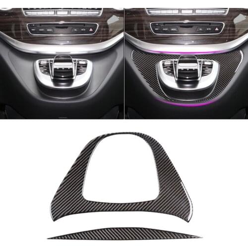 For Mercedes Benz V Class V250 V260 2015 2016 2017 2018 2019 2020 Carbon Fiber Center Control Multimedia Button Panel Cover Trim