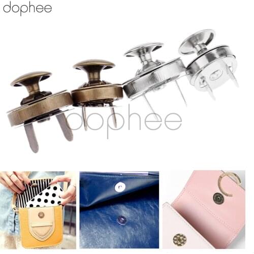 Dophee 10pcs 14/18mm Magnetic Snap Rivets Stud Closure Clasp Buttons Fastener 2 Colors For DIY Lady Wallet Bags Clothes