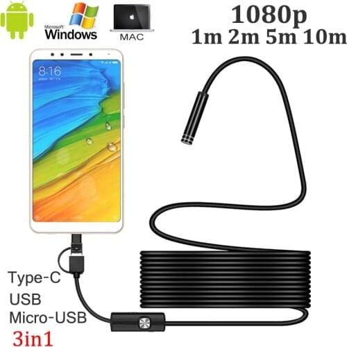 Endoscope Camera 1080P HD USB Endoscope with 8 LED 1/2/5M Cable Waterproof Inspection Borescope for Android PC